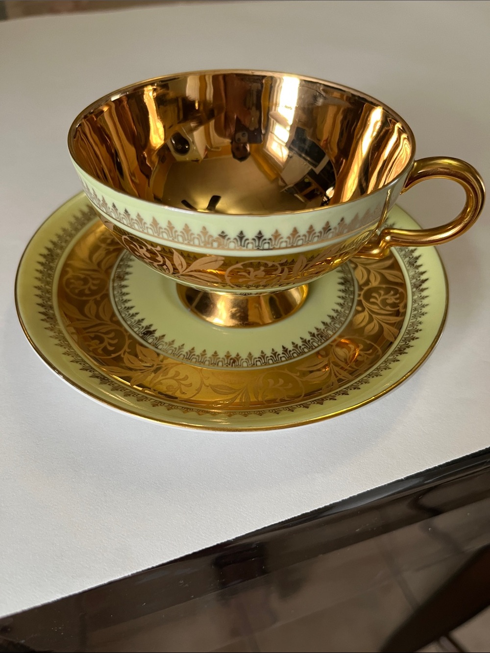 Bavaria Gold Luster Porcelain Teacup & Saucer - Elegant Gold Finish